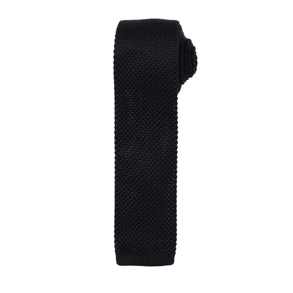 Premier Mens Slim Textured Knit Effect Tie / Black